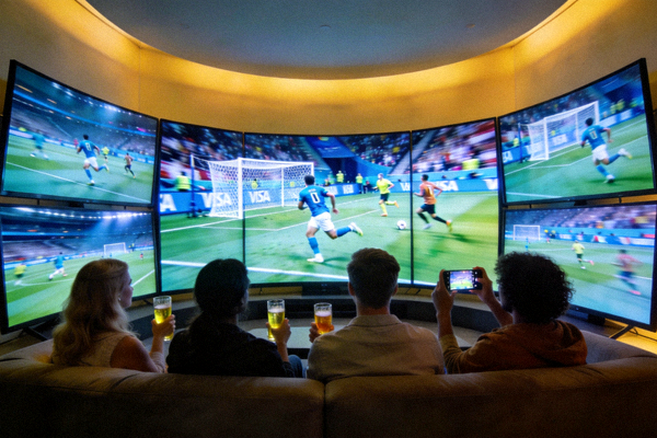 多屏幕体育直播流媒体观看现场比赛画面